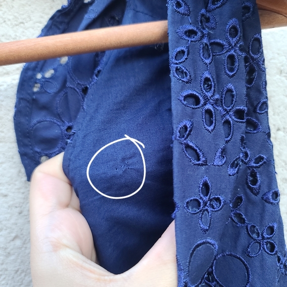 Self-Portrait | Deep V-Neck Broderie-Anglaise Dress in Navy Size 8 - Picture 13 of 15